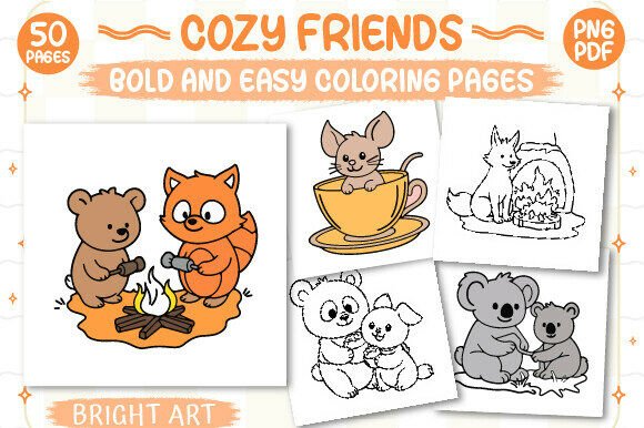 Download Bold and Easy Cozy Friends Coloring Book - Cozy friends Collection
