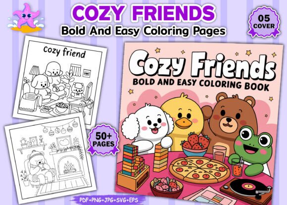 Download Cozy Friends Bold and Easy Coloring Book - Cozy friends Collection