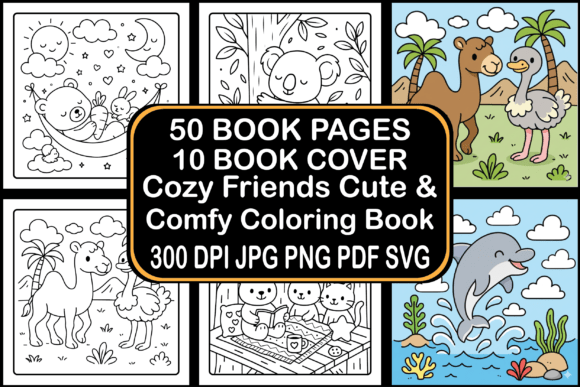 Download Cozy Friends Cute &amp; Comfy Coloring Book - Cozy friends Collection