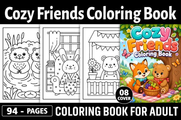 Download Cozy Friends Coloring Pages for Adults - Cozy friends Collection