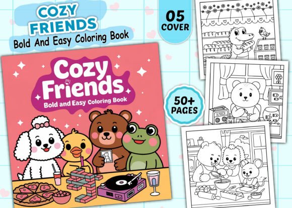 Download Cozy Friends Bold and Easy Coloring Book - Cozy friends Collection