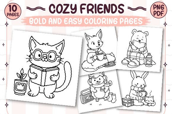 Download Bold and Easy Cozy Friends Coloring Page - Cozy friends Collection