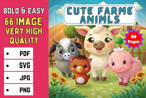 Download Cute Farme Animls Coloring Book Page SVG - Coloring book page Collection